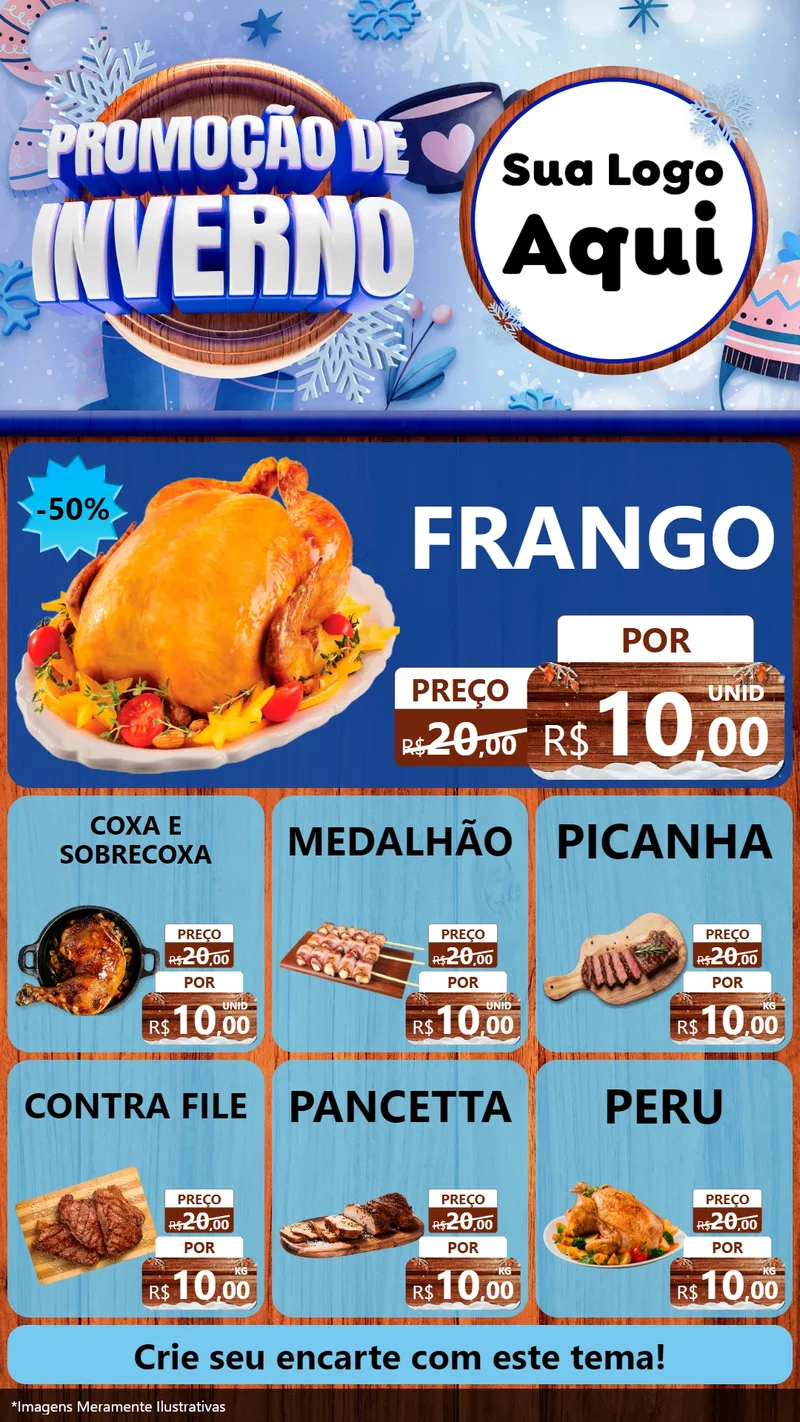 Modelo de Rede Social para Stories com o tema Promoção de Inverno para Assados