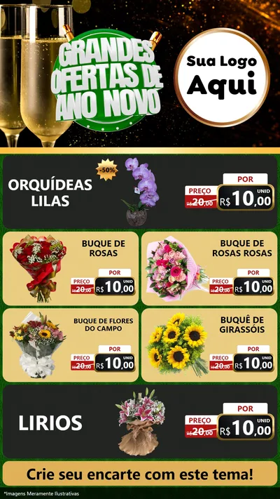 Modelo de TV para TV Vertical com o tema Grandes Ofertas de Ano Novo para Floricultura e jardim