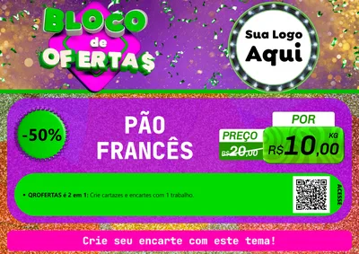 Modelo de Cartaz para Cartaz A4 Horizontal com o tema Bloco de Ofertas para Padaria