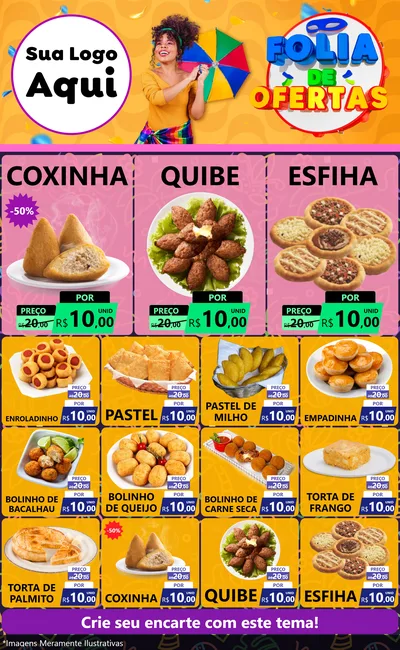 Modelo de Encarte para Encarte Grande com o tema Folia de Ofertas para Salgadaria