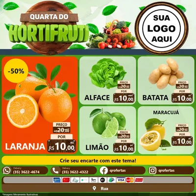 Modelo de Rede Social para Feed Facebook com o tema Quarta do Hortifruti para Hortifrúti