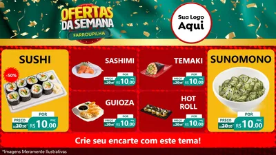 Modelo de TV para TV Horizontal com o tema Ofertas da Semana Farroupilha para Comida japonesa