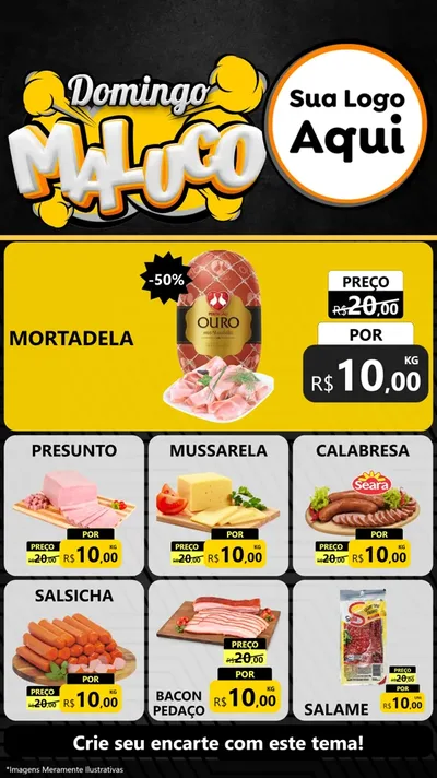 Modelo de Rede Social para Stories com o tema Domingo Maluco para Frios e Laticínios
