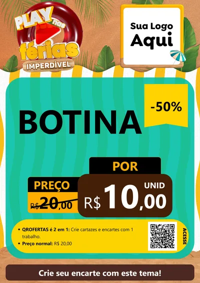 Modelo de Cartaz para Cartaz A4 Vertical com o tema Play Nas Férias Imperdível para Agropecuária