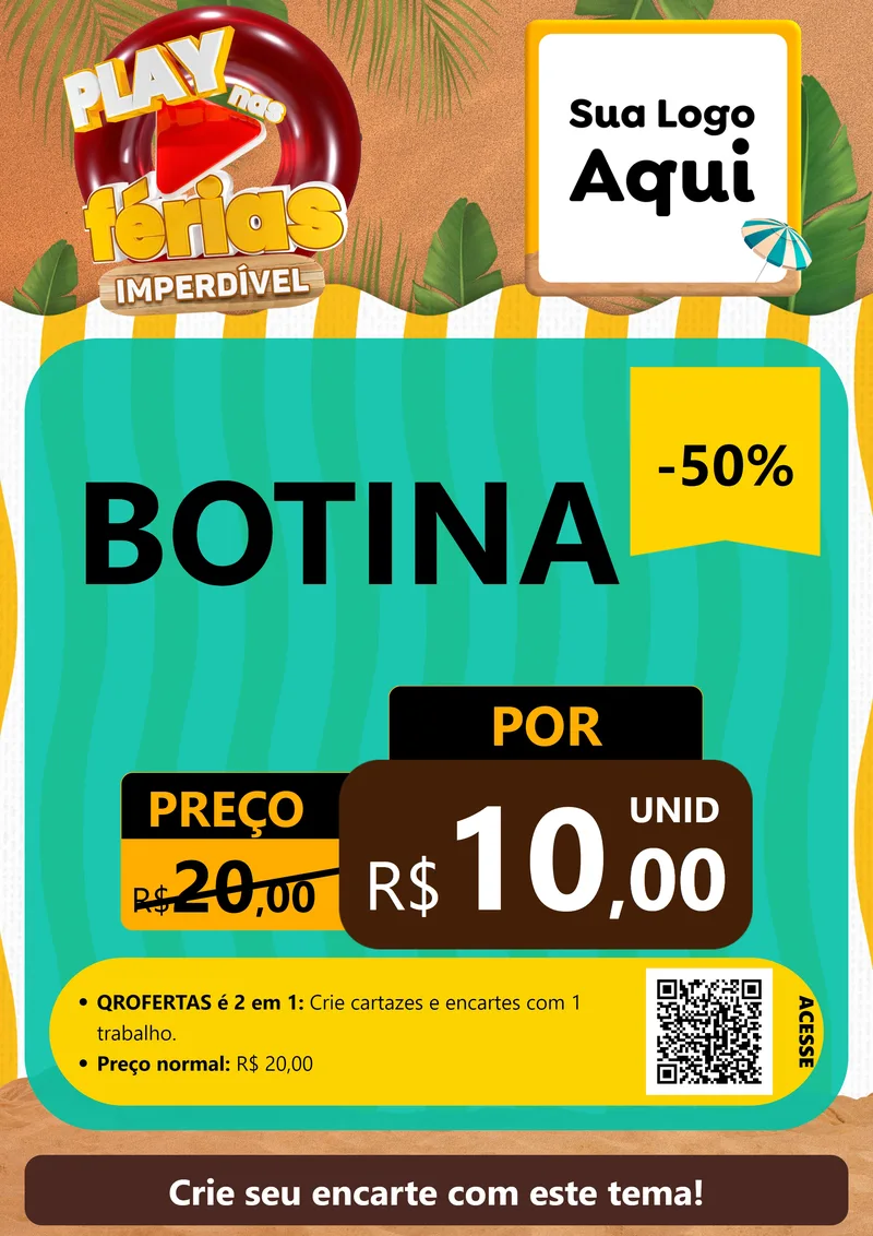 Modelo de Cartaz para Cartaz A4 Vertical com o tema Play Nas Férias Imperdível para Agropecuária