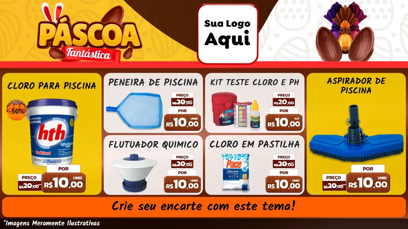 Modelo de TV para TV Horizontal com o tema Páscoa Fantástica para Produtos para Piscina