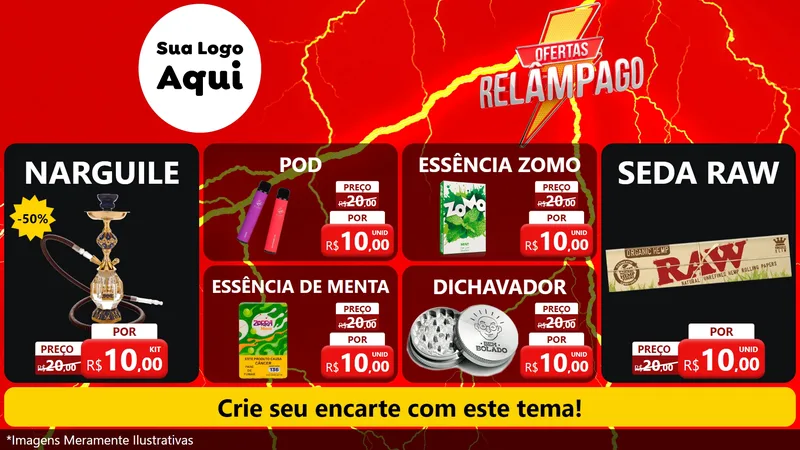 Modelo de TV para TV Horizontal com o tema Ofertas Relâmpago para Tabacaria