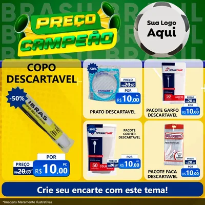 Modelo de Rede Social para Feed Facebook com o tema Preço Campeão - Copa para Embalagens