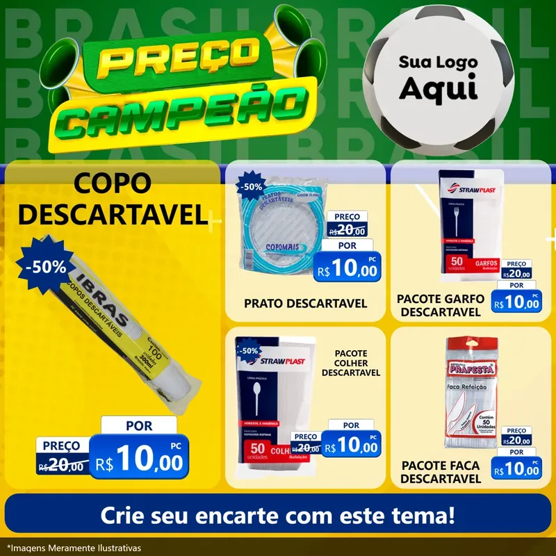 Modelo de Rede Social para Feed Facebook com o tema Preço Campeão - Copa para Embalagens