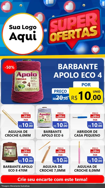 Modelo de Rede Social para Stories com o tema Super Ofertas para Armarinho e Aviamentos