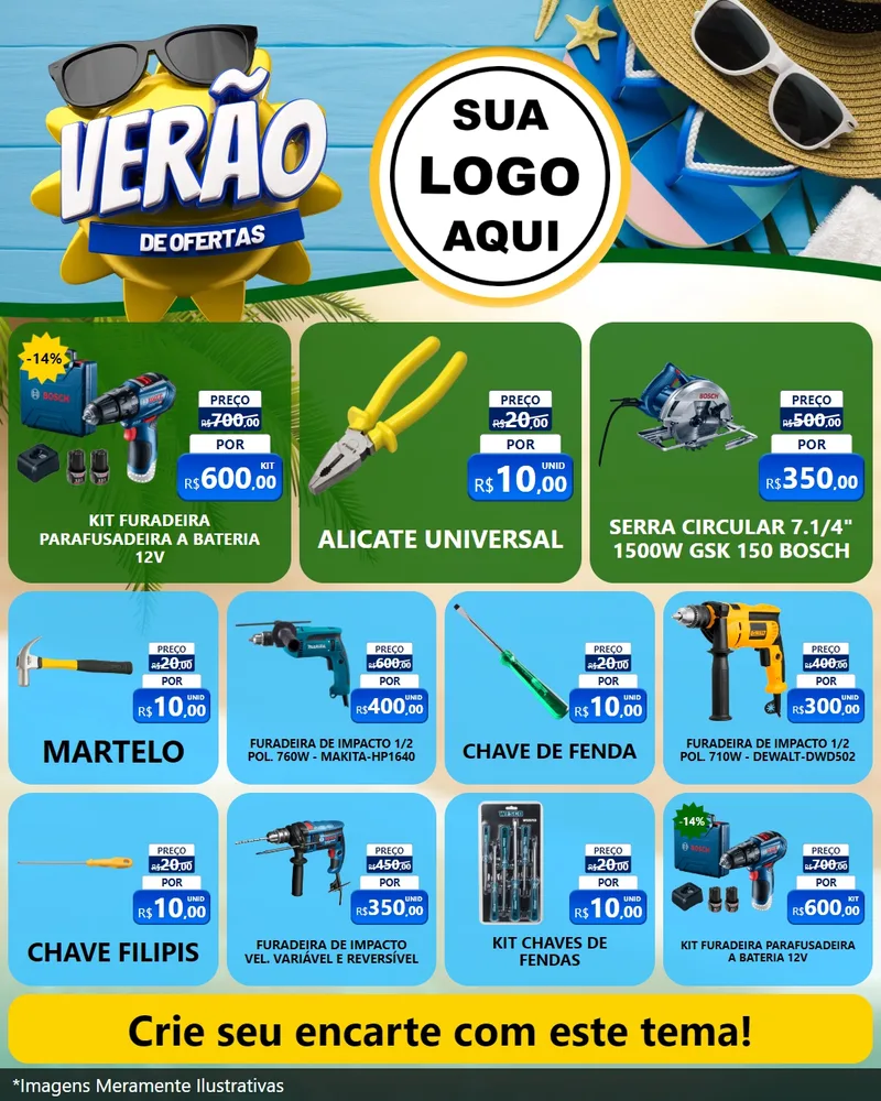 Modelo de Rede Social para Feed Instagram com o tema Verão de Ofertas para Maquinas e Ferramentas