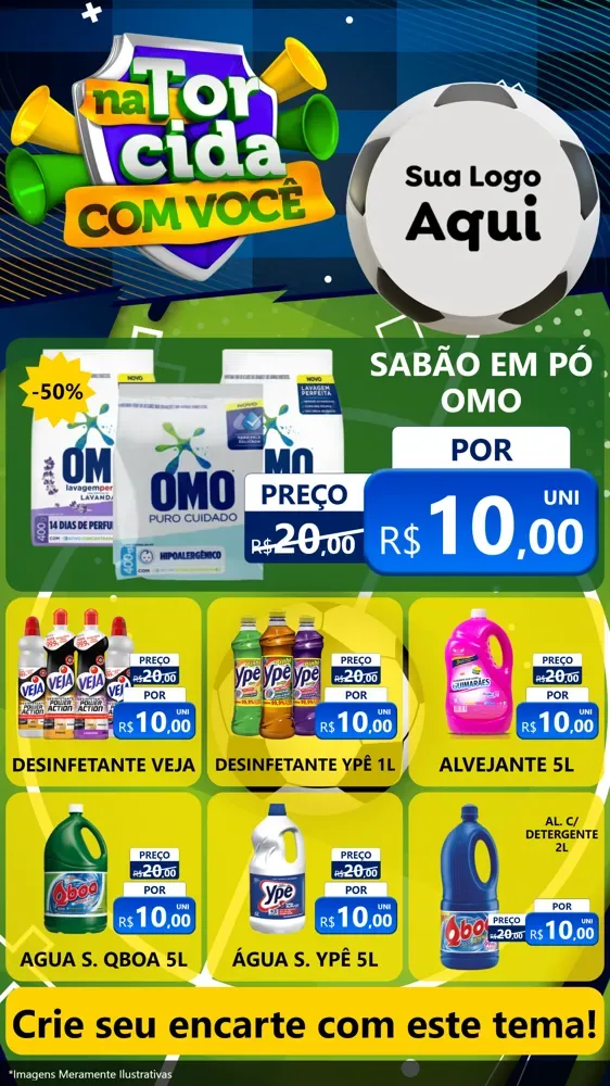 Modelo de Rede Social para Stories com o tema Na Torcida Com Você - Copa para Produtos de Limpeza