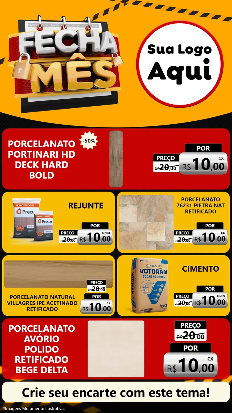 Modelo de TV para TV Vertical com o tema Fecha Mês para Pisos e revestimentos