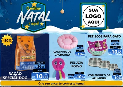 Modelo de Encarte para Encarte A4 Horizontal com o tema O Melhor Natal É Aqui! para Pet Shop