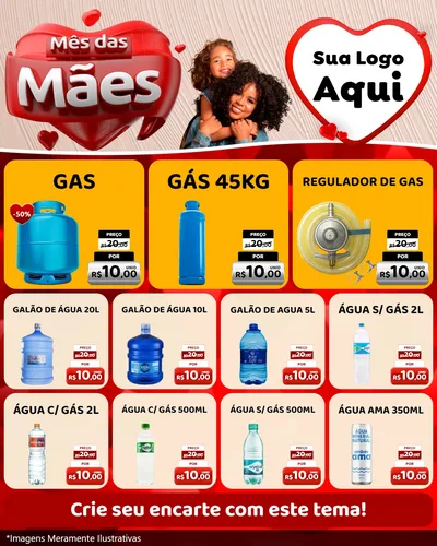 Modelo de Rede Social para Feed Instagram com o tema Mês das Mães para Água e gás