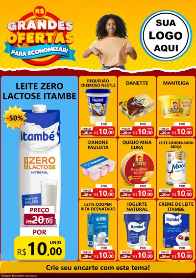 Modelo de Encarte para Encarte A4 Vertical com o tema Grandes Ofertas Para Economizar! para Frios e Laticínios