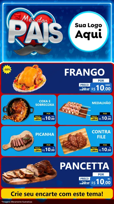 Modelo de TV para TV Vertical com o tema Mês Dos Pais para Assados