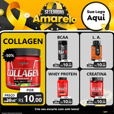 Modelo de Rede Social para Feed Facebook com o tema Setembro Amarelo para Suplementos alimentares