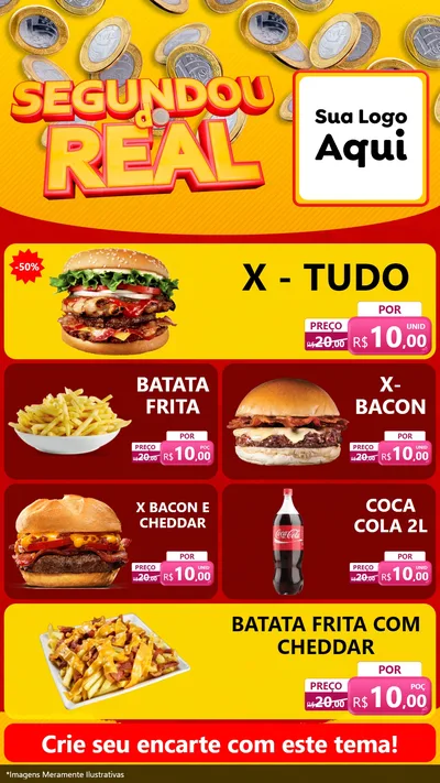 Modelo de TV para TV Vertical com o tema Segundou do Real para Hamburgueria