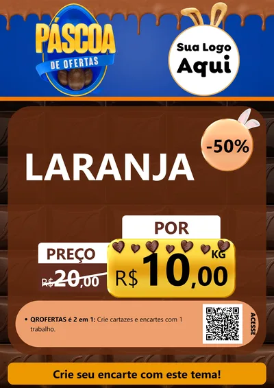 Modelo de Cartaz para Cartaz A4 Vertical com o tema Páscoa de Ofertas para Hortifrúti