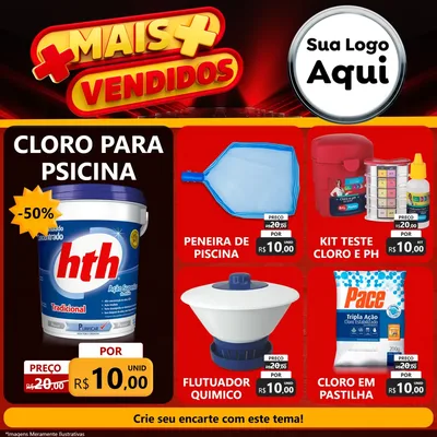 Modelo de Rede Social para Feed Facebook com o tema Mais Vendidos para Produtos para Piscina
