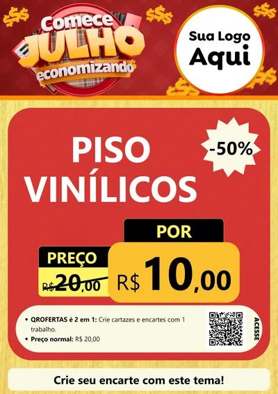 Modelo de Cartaz para Cartaz A4 Vertical com o tema Comece Julho Economizando para Material para Construção