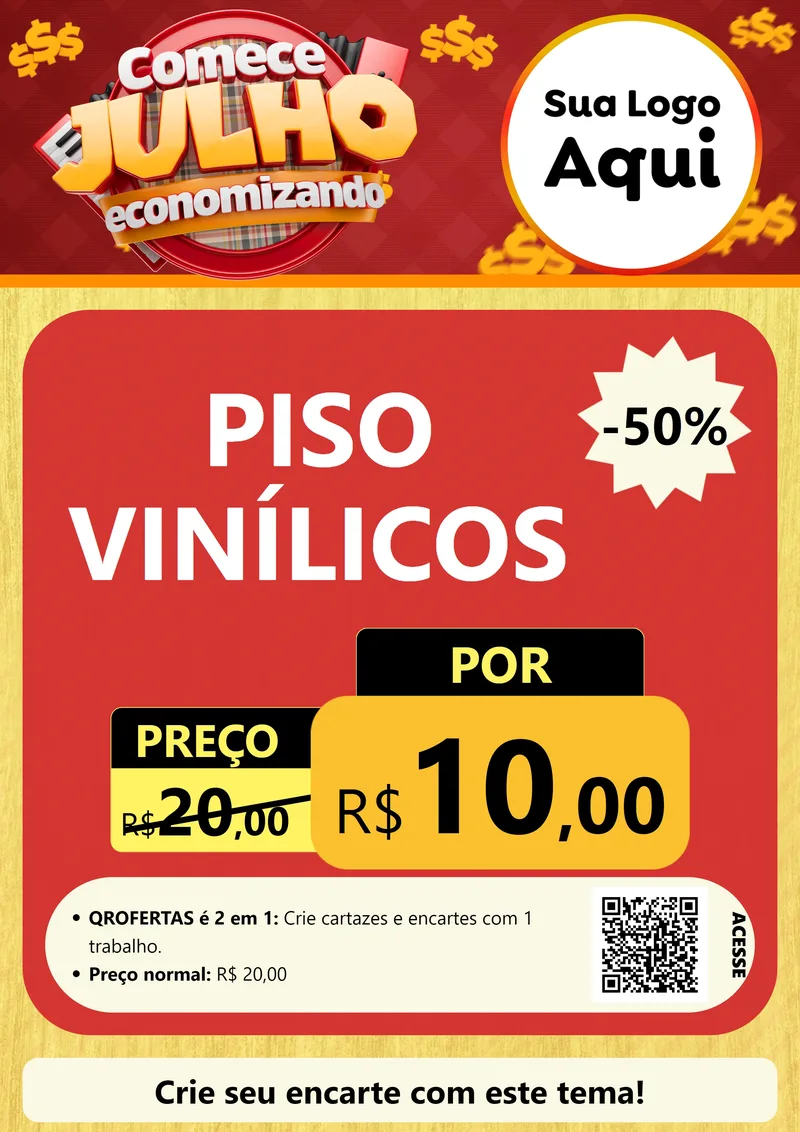Modelo de Cartaz para Cartaz A4 Vertical com o tema Comece Julho Economizando para Material para Construção