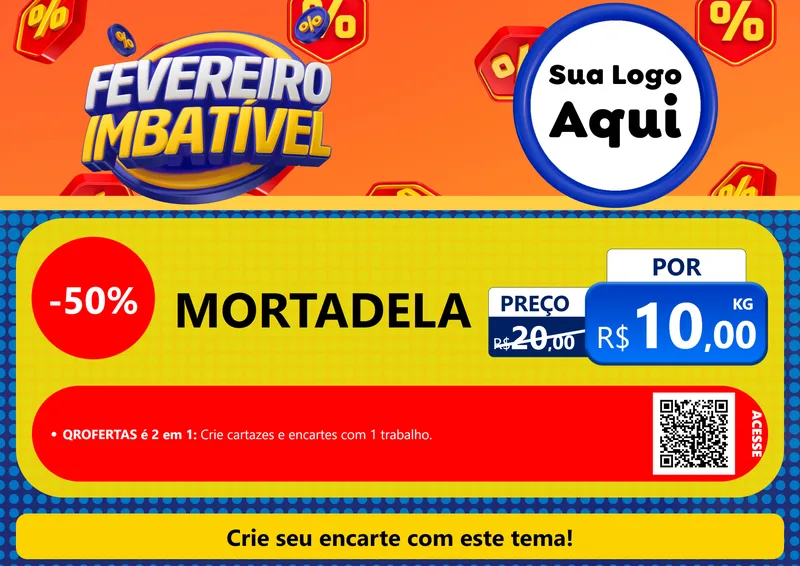 Modelo de Cartaz para Cartaz A4 Horizontal com o tema Fevereiro Imbatível para Frios e Laticínios