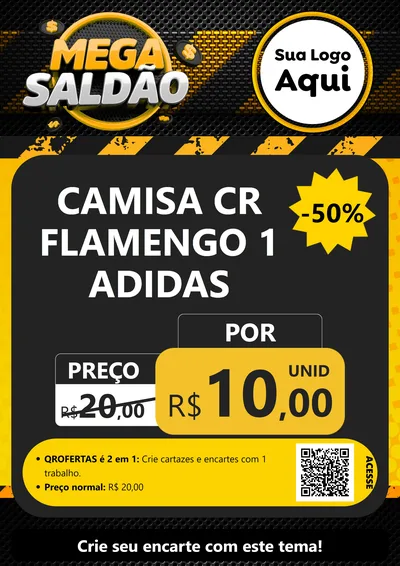 Modelo de Cartaz para Cartaz A4 Vertical com o tema Mega Saldão para Roupas e acessórios