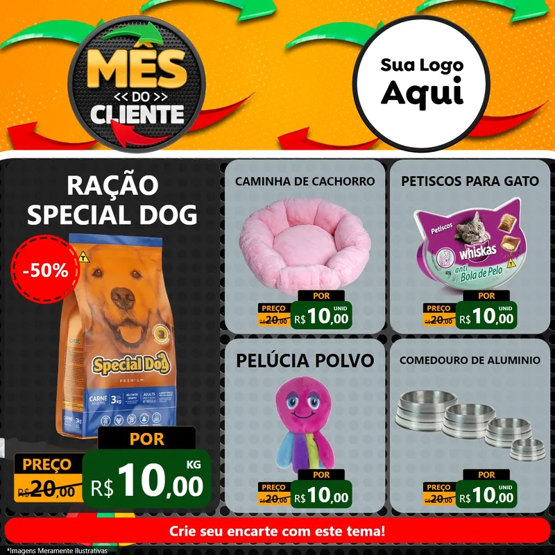 Modelo de Rede Social para Feed Facebook com o tema Mês do Cliente para Pet Shop
