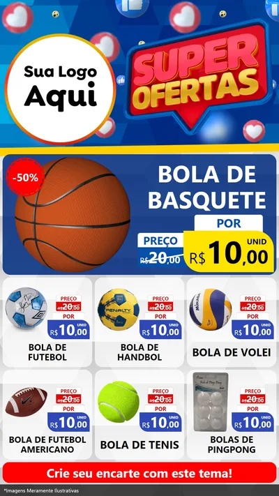 Modelo de Rede Social para Stories com o tema Super Ofertas para Artigos Esportivos