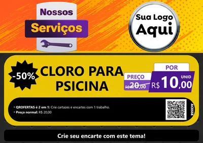 Modelo de Cartaz para Cartaz A4 Horizontal com o tema Nossos Serviços para Produtos para Piscina