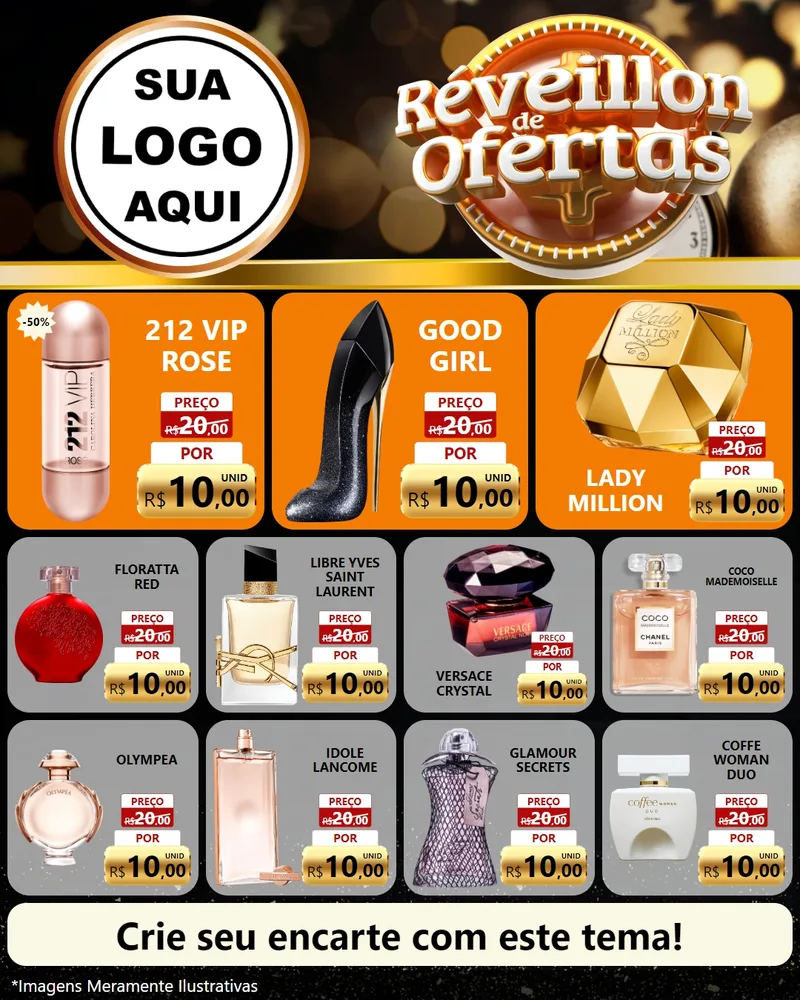 Modelo de Rede Social para Feed Instagram com o tema Réveillon de Ofertas para Perfumes