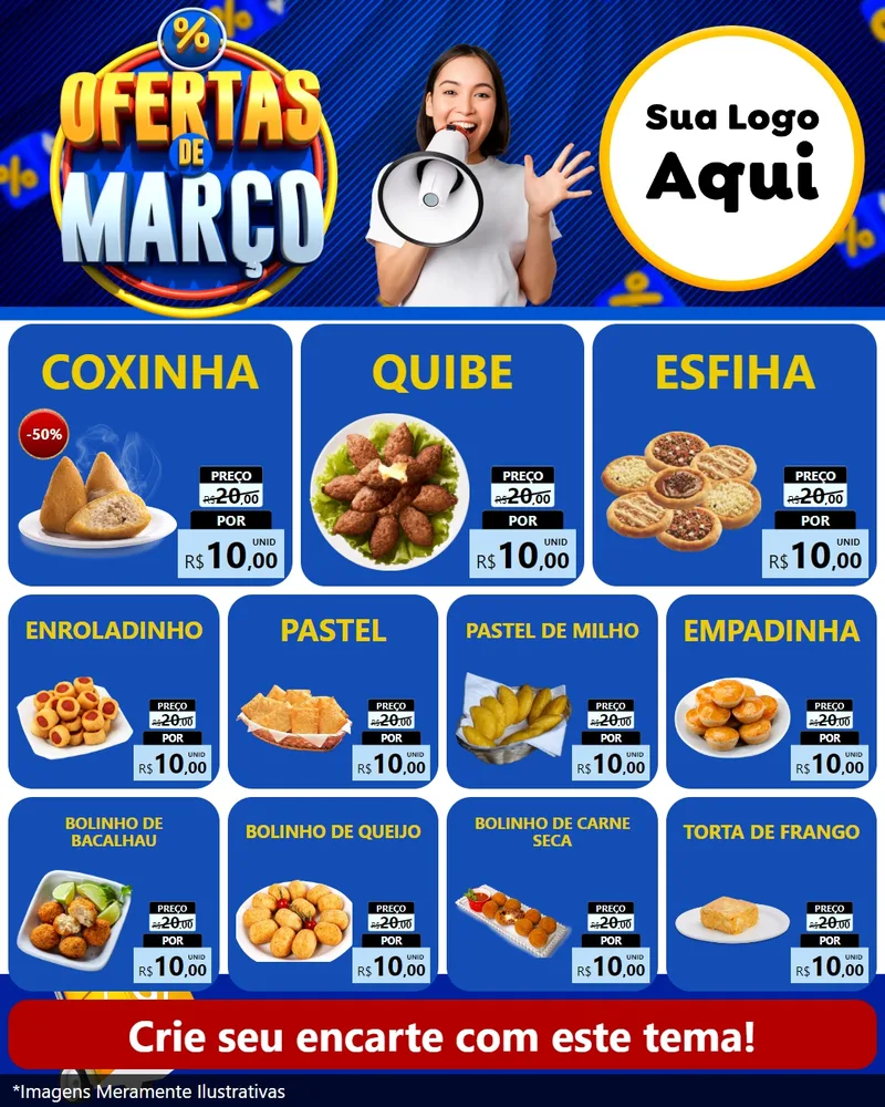 Modelo de Rede Social para Feed Instagram com o tema Ofertas de Março para Salgadaria