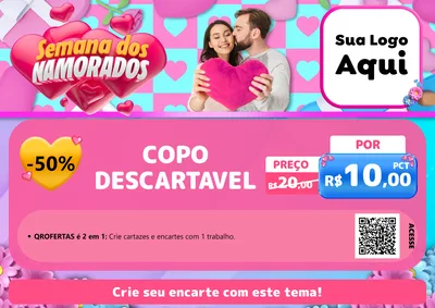 Modelo de Cartaz para Cartaz A4 Horizontal com o tema Semana dos Namorados para Embalagens