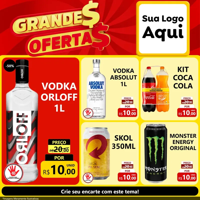Modelo de Rede Social para Feed Facebook com o tema Grandes Ofertas para Distribuidora de bebidas