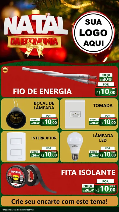 Modelo de TV para TV Vertical com o tema Natal da Economia para Materiais Elétricos