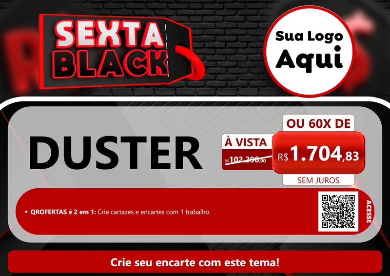 Modelo de Cartaz para Cartaz A4 Horizontal com o tema Sexta Black para Concessionaria de Carros