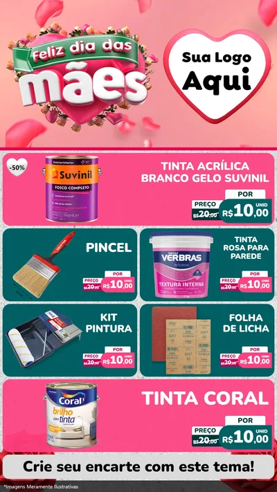 Modelo de TV para TV Vertical com o tema Feliz Dia das Mães para Tintas e Ferramentas