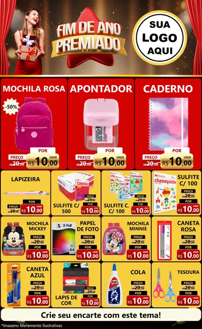 Modelo de Encarte para Encarte Grande com o tema Fim de Ano Premiado para Papelaria
