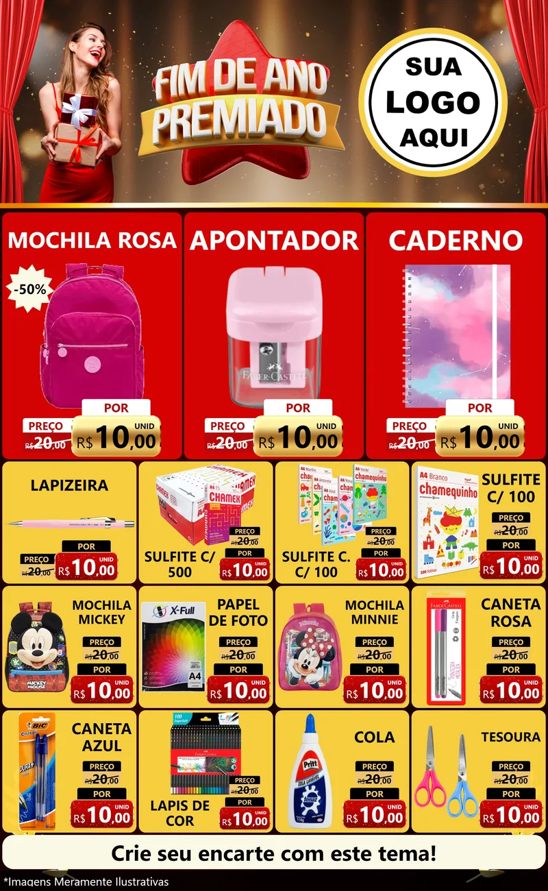 Modelo de Encarte para Encarte Grande com o tema Fim de Ano Premiado para Papelaria