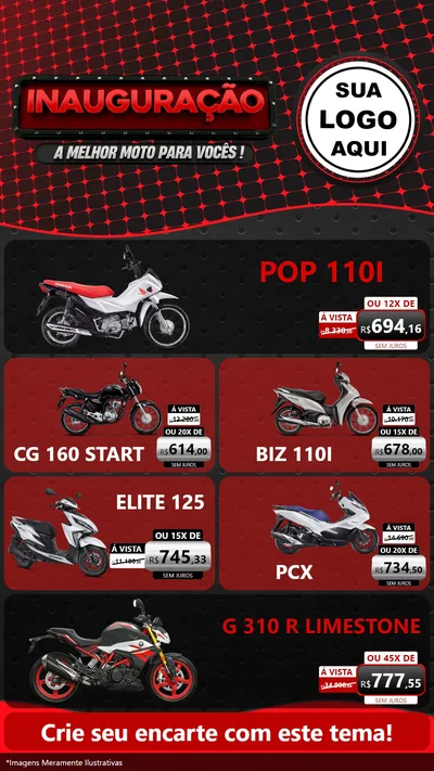 Modelo de TV para TV Vertical com o tema Inauguração - A Melhor Moto Para Vocês! para Concessionaria de Motos