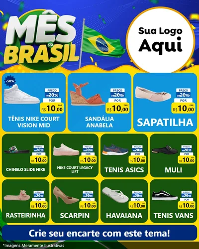 Modelo de Rede Social para Feed Instagram com o tema Mês do Brasil para Calçados