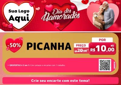 Modelo de Cartaz para Cartaz A4 Horizontal com o tema Dia Dos Namorados para Açougue