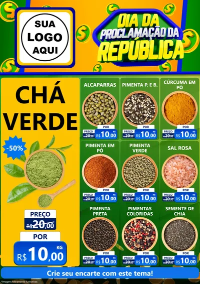 Modelo de Encarte para Encarte A4 Vertical com o tema Dia Da Proclamação da República para Produtos Naturais