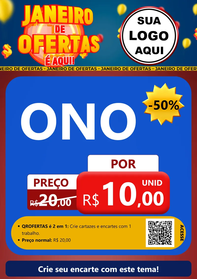 Modelo de Cartaz para Cartaz A4 Vertical com o tema Janeiro de Ofertas É Aqui! para Óticas