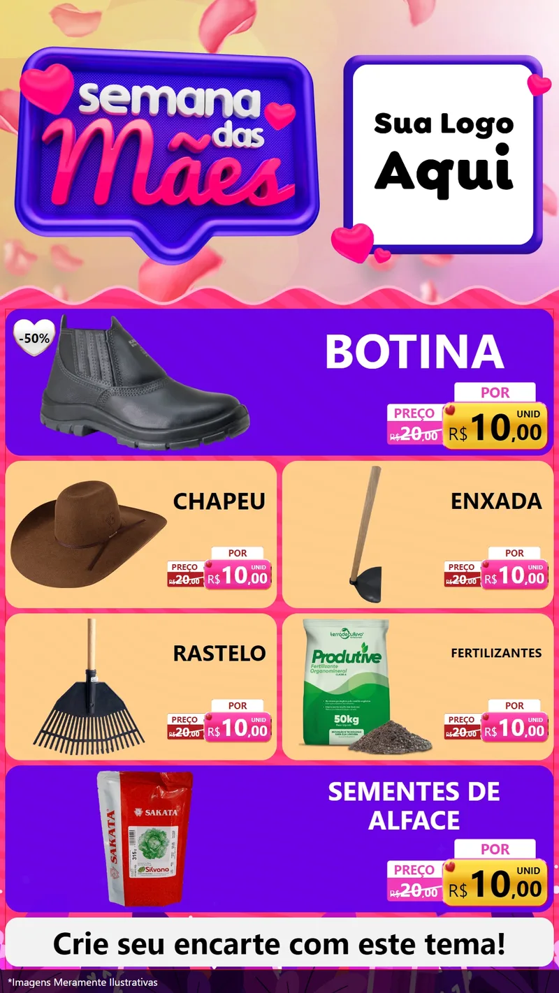 Modelo de TV para TV Vertical com o tema Semana das Mães para Agropecuária