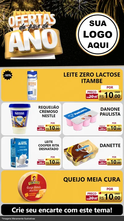 Modelo de TV para TV Vertical com o tema Ofertas de Fim de Ano para Frios e Laticínios