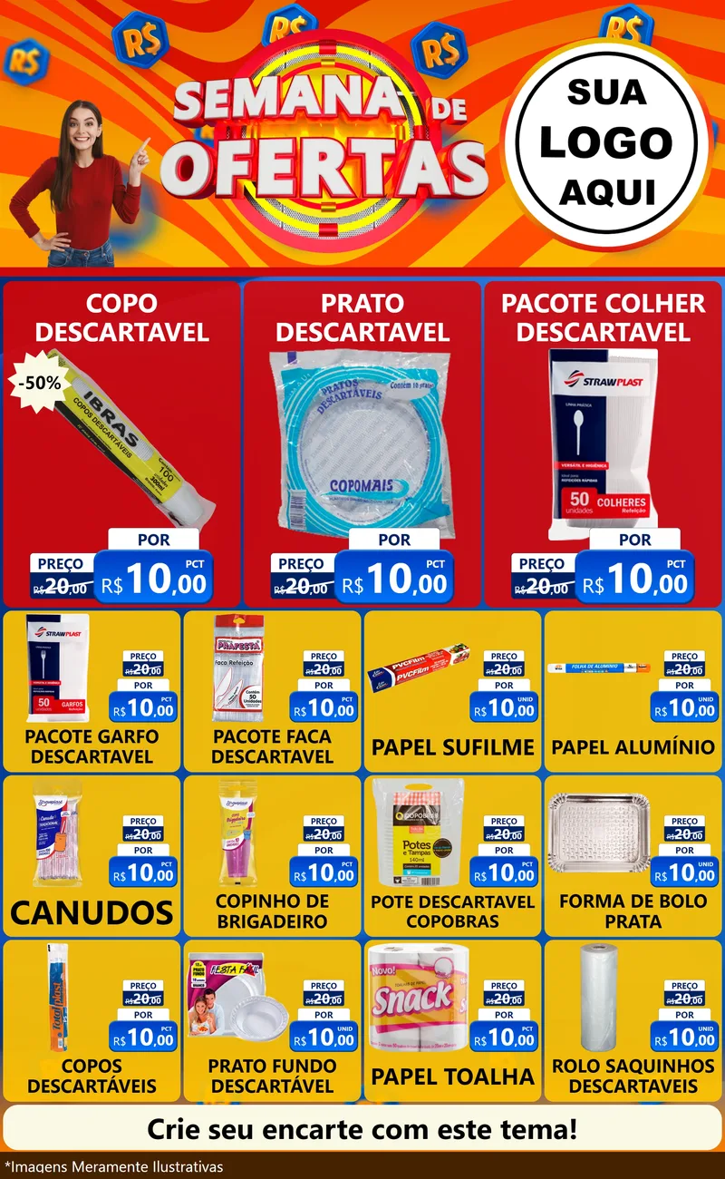 Modelo de Encarte para Encarte Grande com o tema Semana de Ofertas para Embalagens