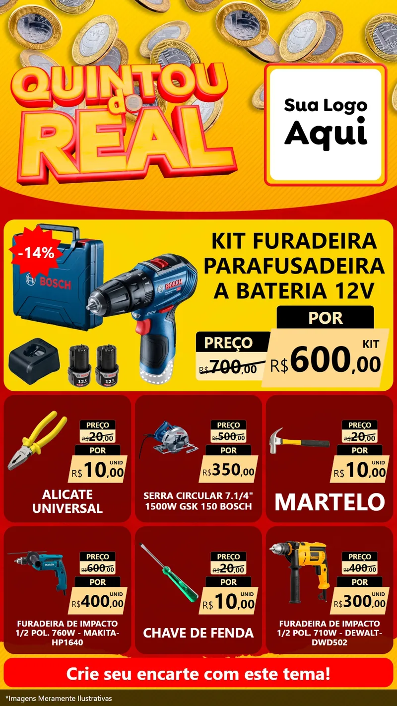 Modelo de Rede Social para Stories com o tema Quintou do Real para Maquinas e Ferramentas